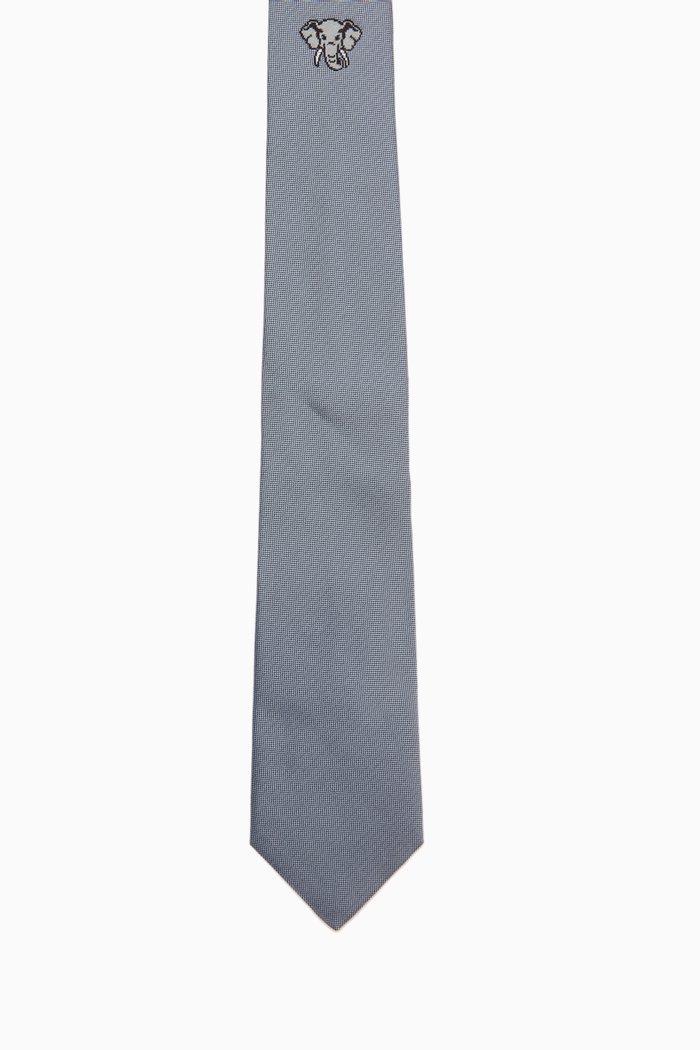

Elephant-motif Tie in Silk, Brown
