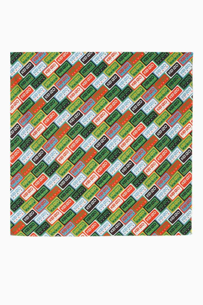 Labels Print Banada Scarf in Cotton, Multicolour