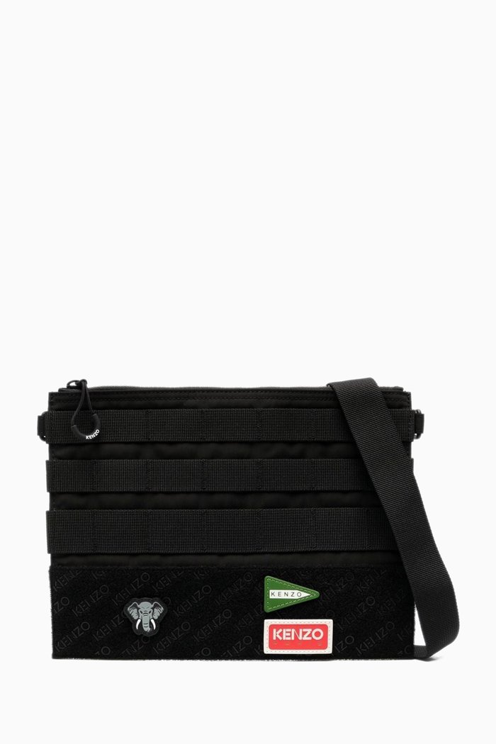 

Large Kenzo Jungle Crossbody Envelope Bag, Black