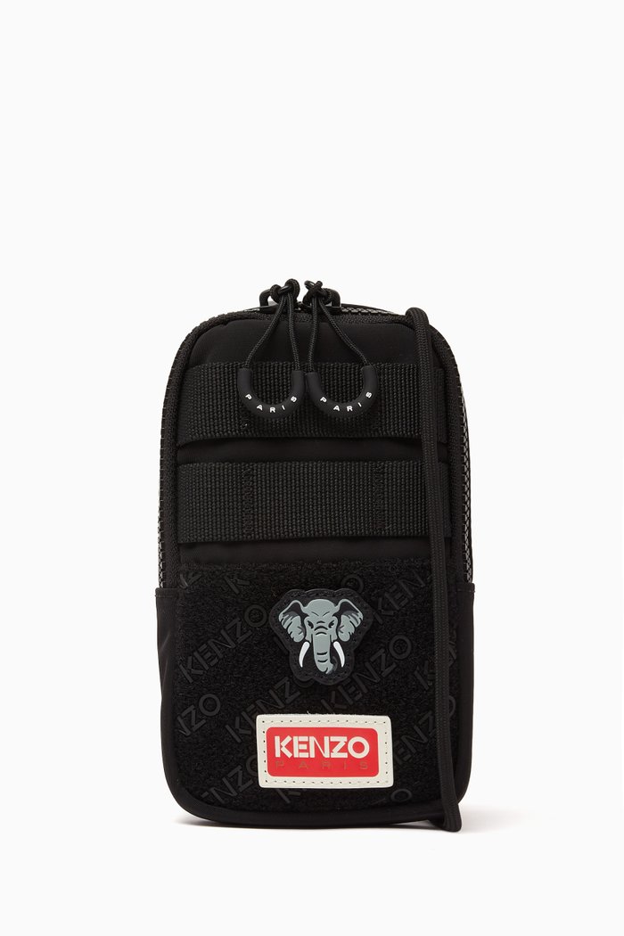 

Elephant Jungle Phone Pocket in Nylon, Black