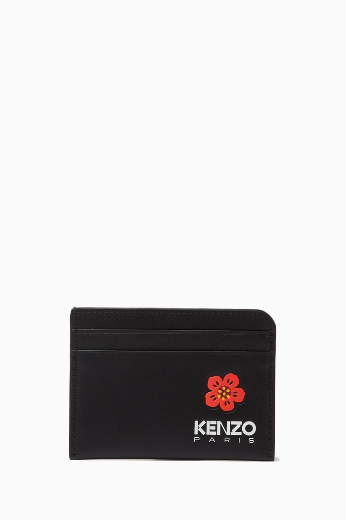 

Boke Flower Card Holder in Leather, Black