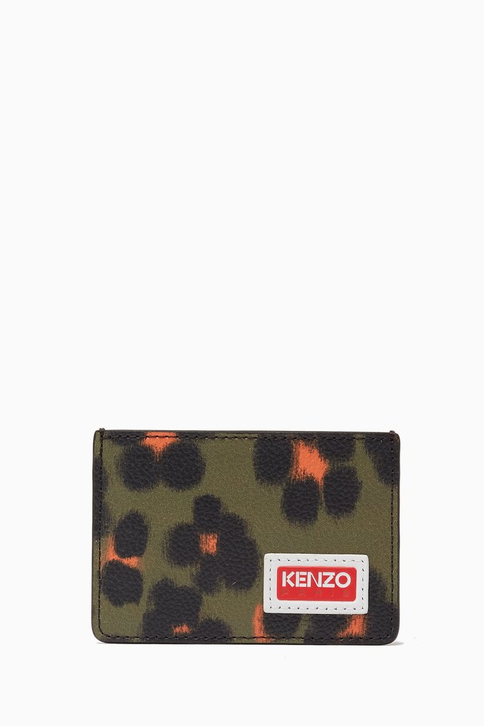 

Hana Leopard Card Holder in Faux Leather, Brown
