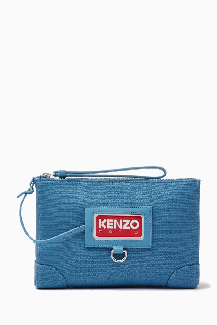 

Logo Zip Pouch in Canvas, Blue