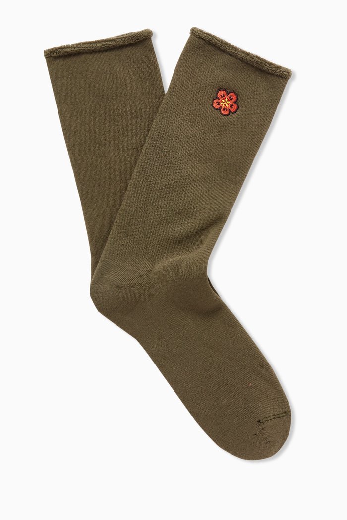 

Boke Flower Crest Socks in Cotton, Brown