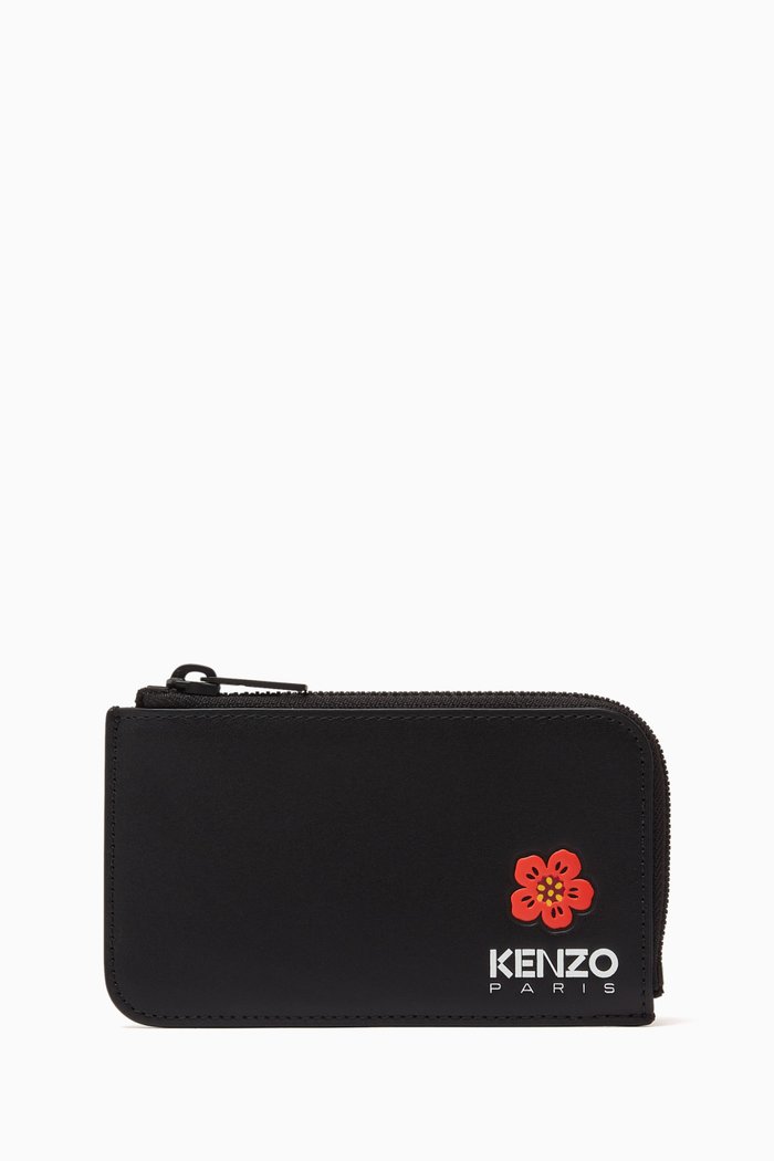 

Boke Flower Card Holder in Leather, Black