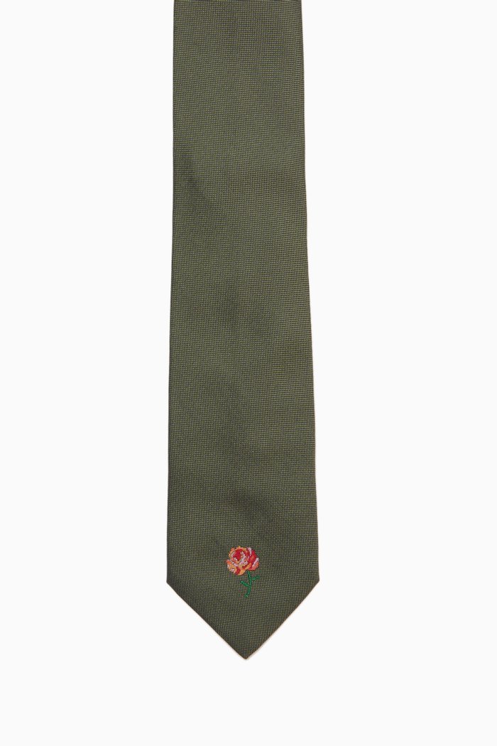 

Logo Pixel Rose Tie in Silk, Brown