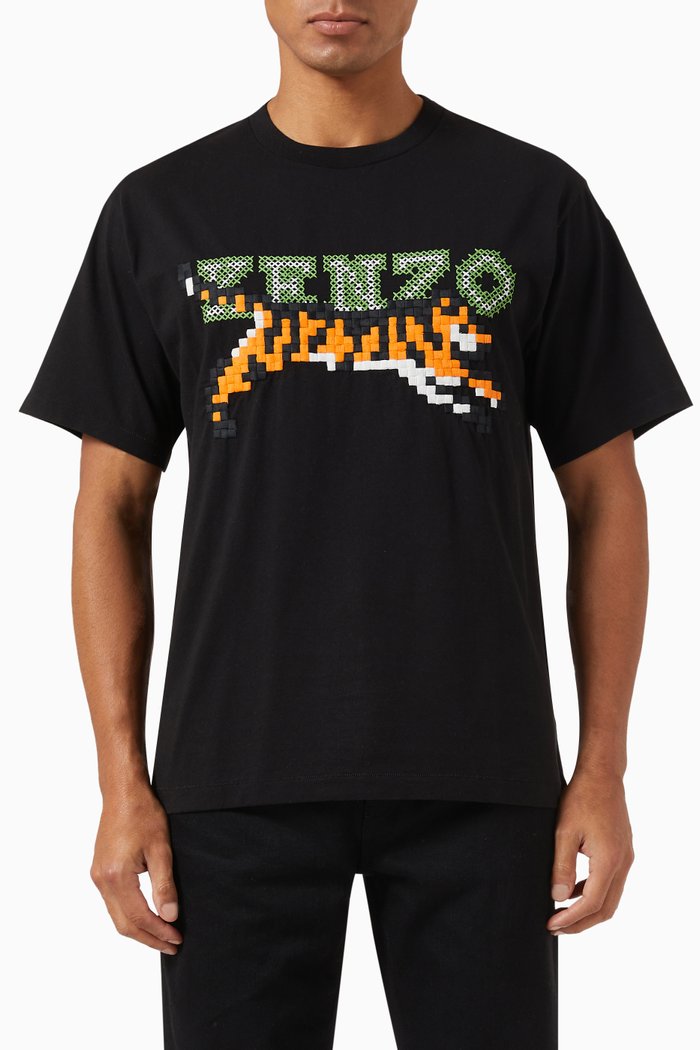 

Pixel Oversized T-shirt in Cotton, Black