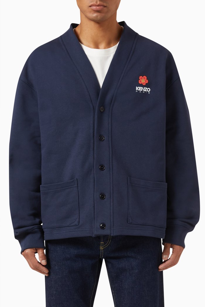 

Boke Flower Crest Cardigan in Cotton, Blue