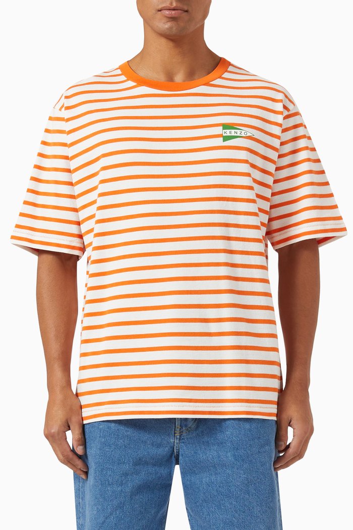 

Nautical Stripes T-shirt in Cotton Jersey, Orange
