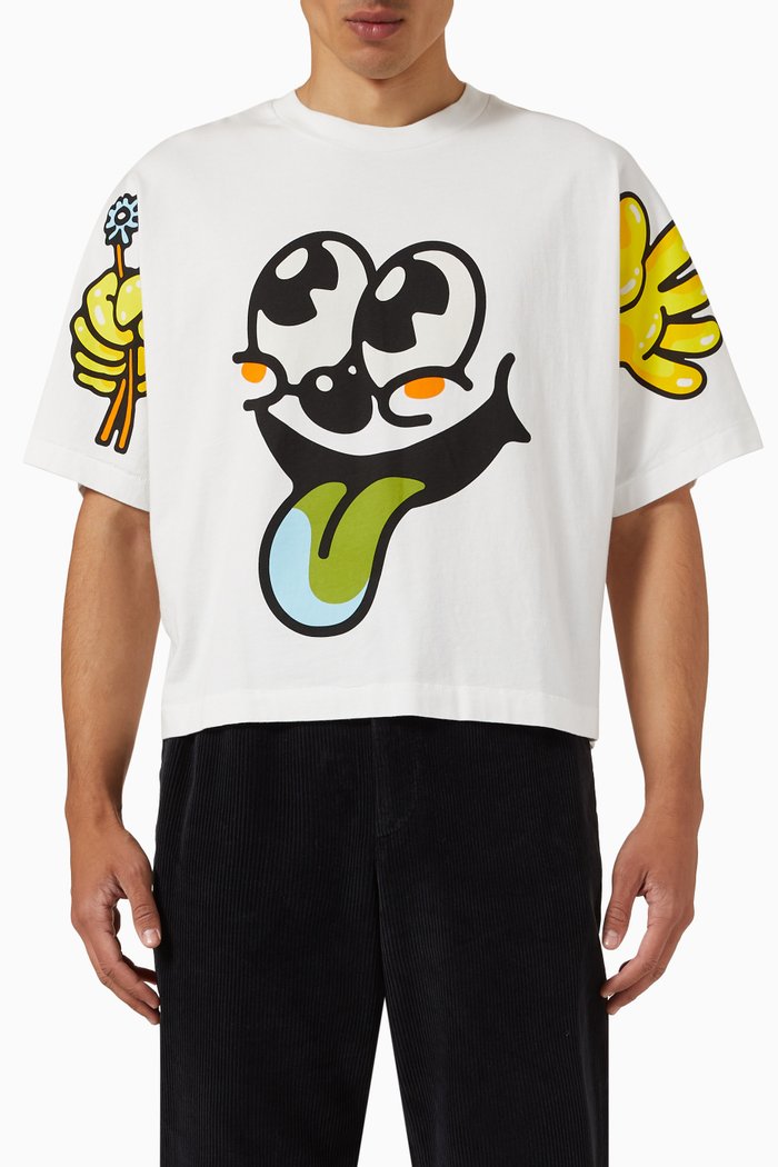 

Graphic Print T-Shirt in Cotton, Black