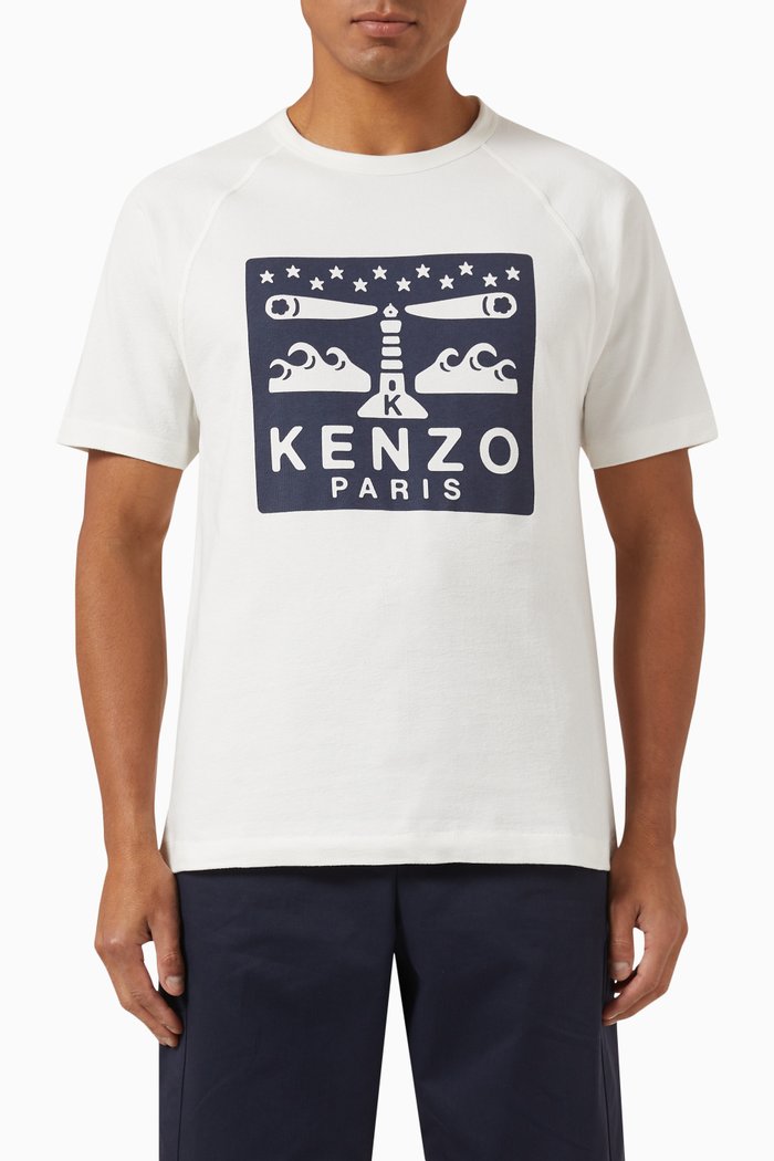 

Lighthouse Graphic Logo Print T-shirt in Cotton, Black