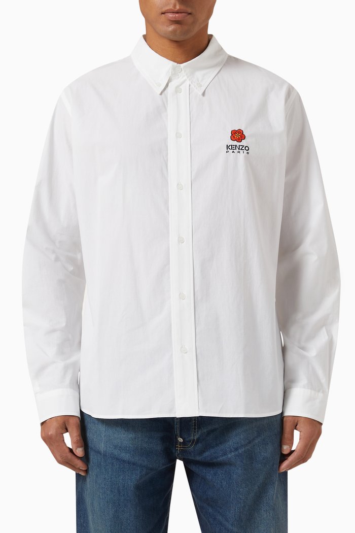 

Casual Boke Flower Shirt in Poplin, White