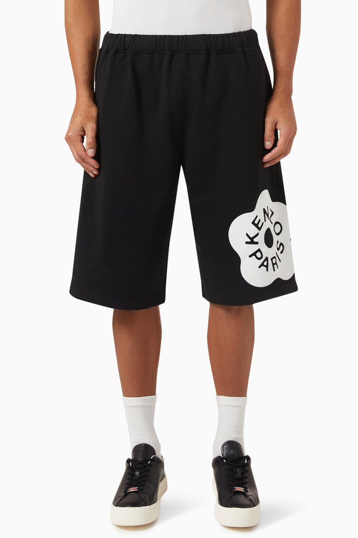 

Boke Flower Bermuda Shorts in Cotton, Black