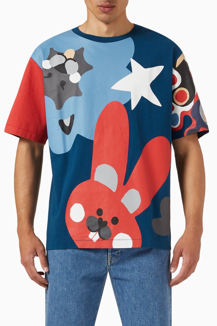 Kenzoo Oversized T-shirt in Cotton Jersey, Blue