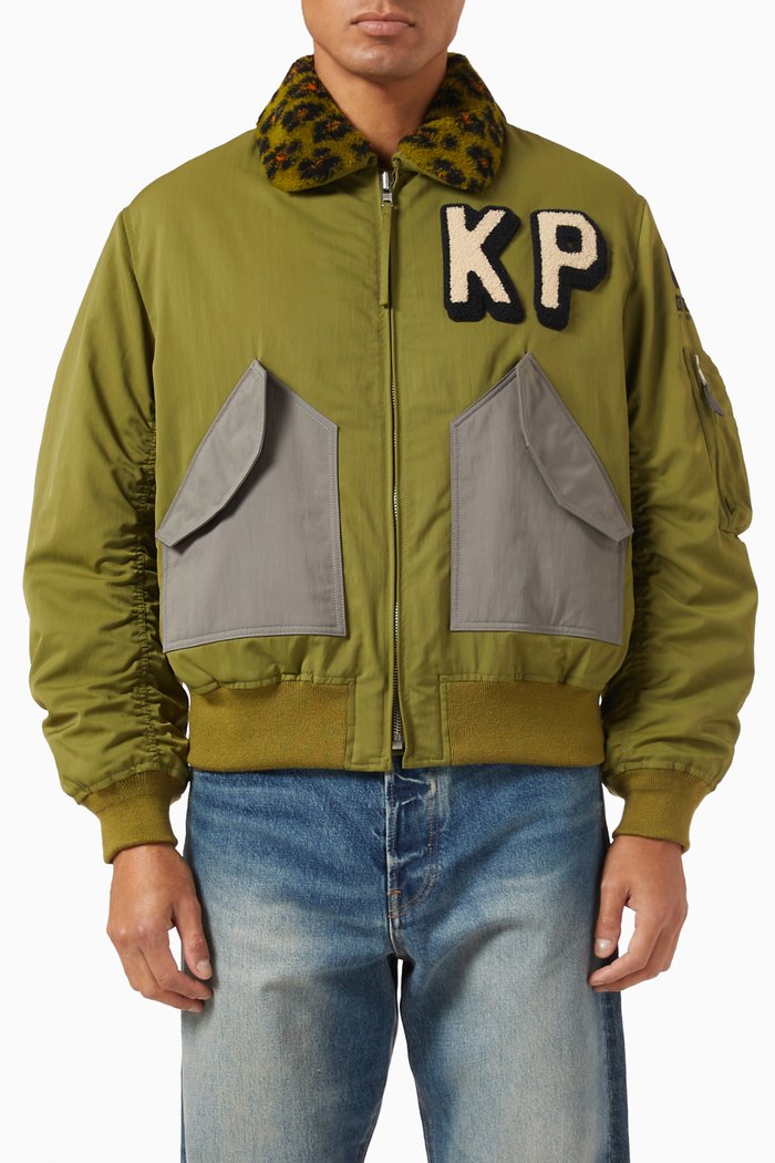 

Retro Bomber Jacket in Nylon, Brown