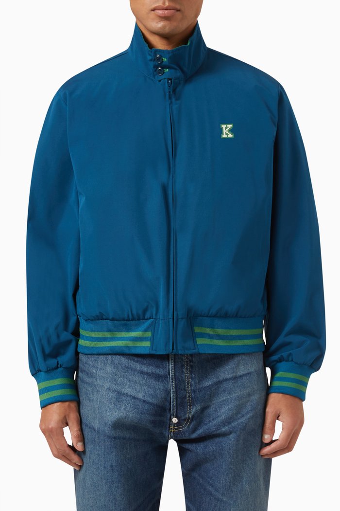 

2-in-1 Pixel Logo Harrington Jacket in Nylon Blend, Blue