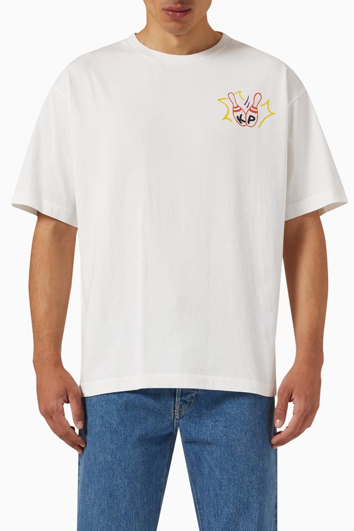 

Bowling Graphic Logo Print T-shirt in Cotton, White