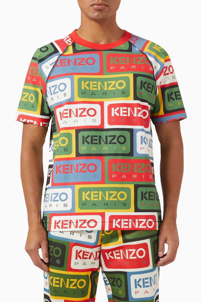 Labels T-shirt in Nylon Blend, Multicolour