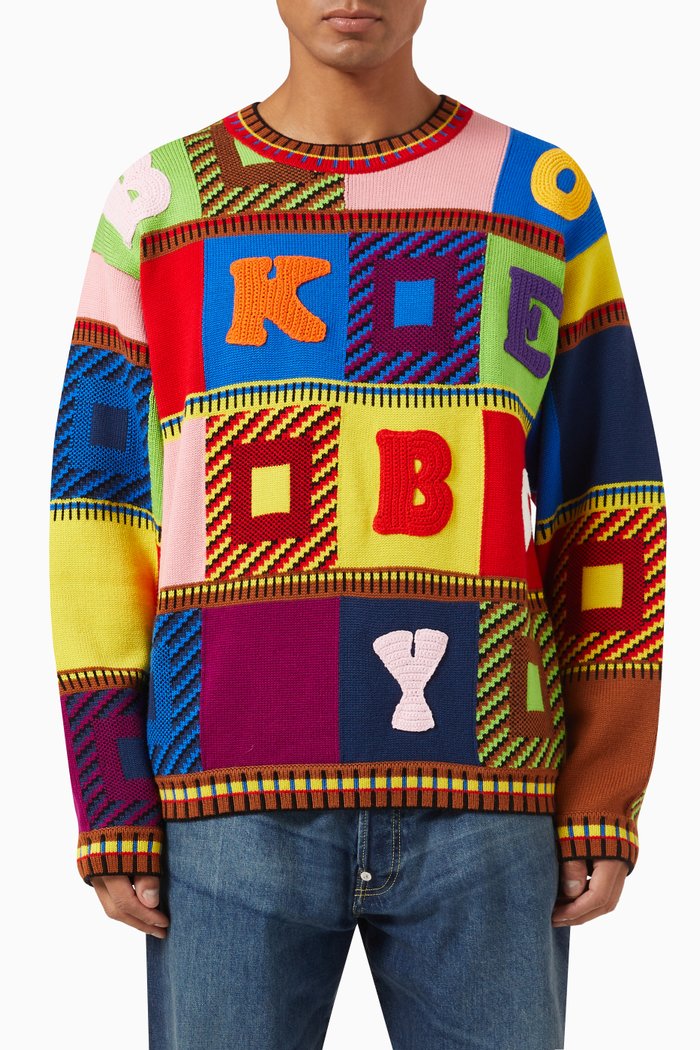 

Boke Boy Patchwork Sweater in Wool-cotton Blend, Multicolour