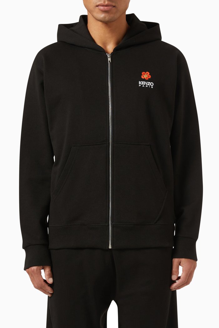 

Boke Flower Crest Hoodie in Cotton, Black