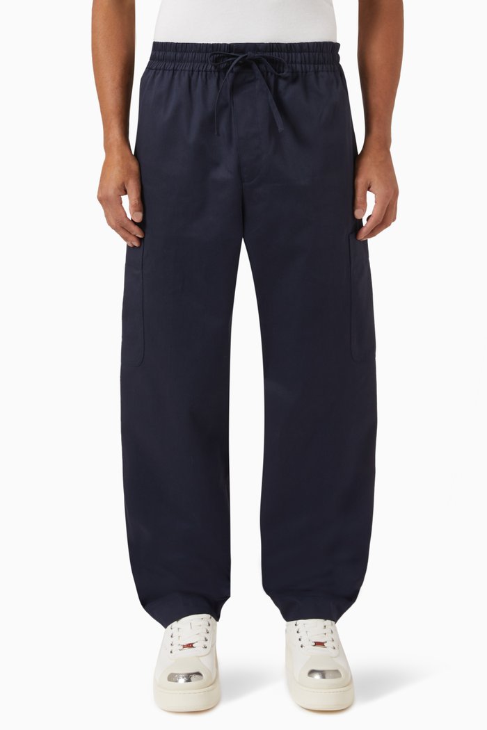 

Cargo Jogging Pants in Cotton Gabardine, Blue