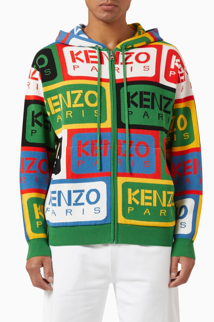 

Labels Logo Hoodie in Knitted Cotton, Multicolour