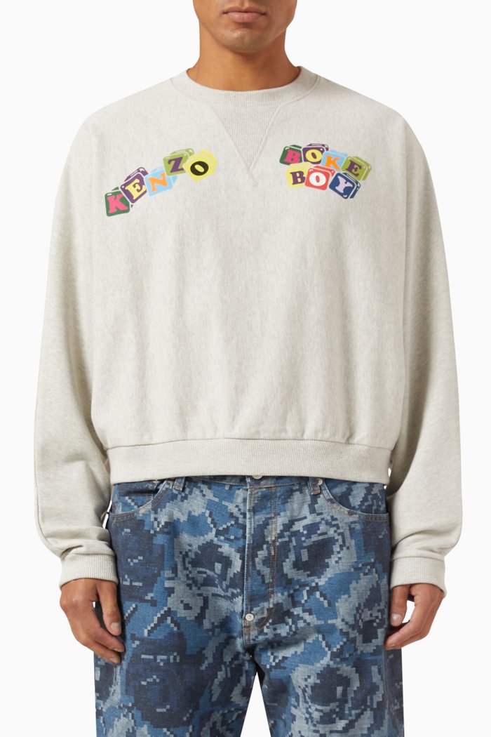 

Boke Boy Boxy Sweatshirt in Fleece, Grey