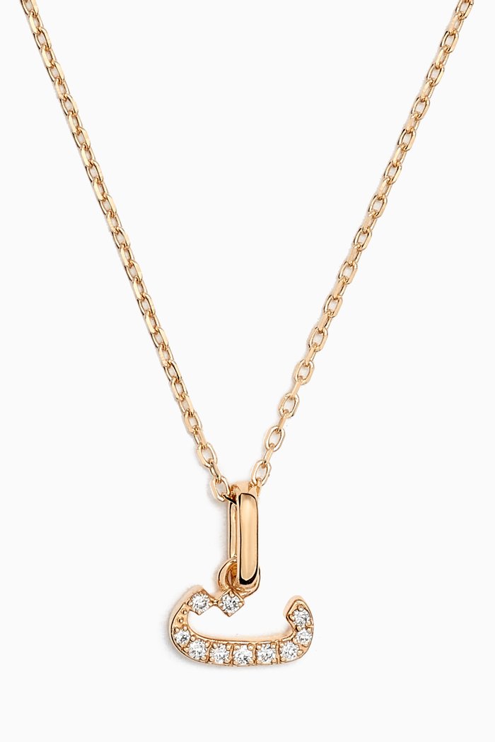 

Arabic Letter T ت Diamond Necklace in 18kt Yellow Gold, White