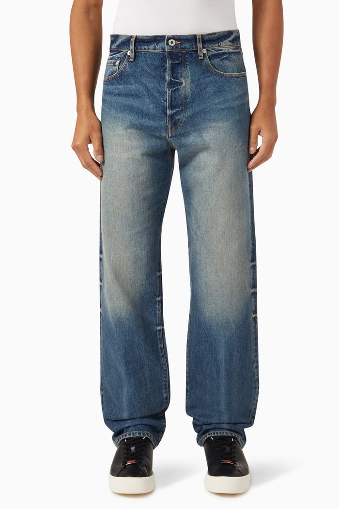 

Straight Fit Jeans in Denim, Blue
