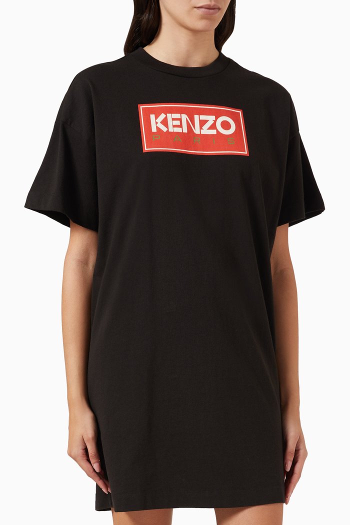 

Logo Print T-shirt Dress in Cotton, Black