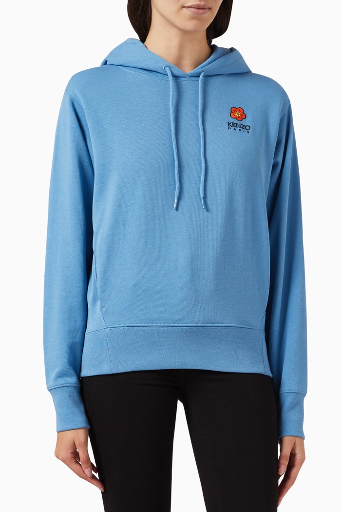 Boke Flower Hoodie in Cotton, Blue