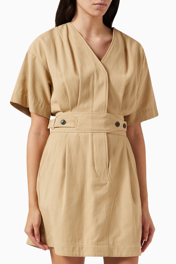 

Belted Dress in Cotton, Neutral