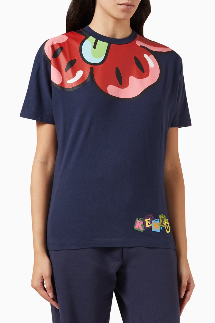 

Boke Flower Print T-shirt in Cotton, Blue