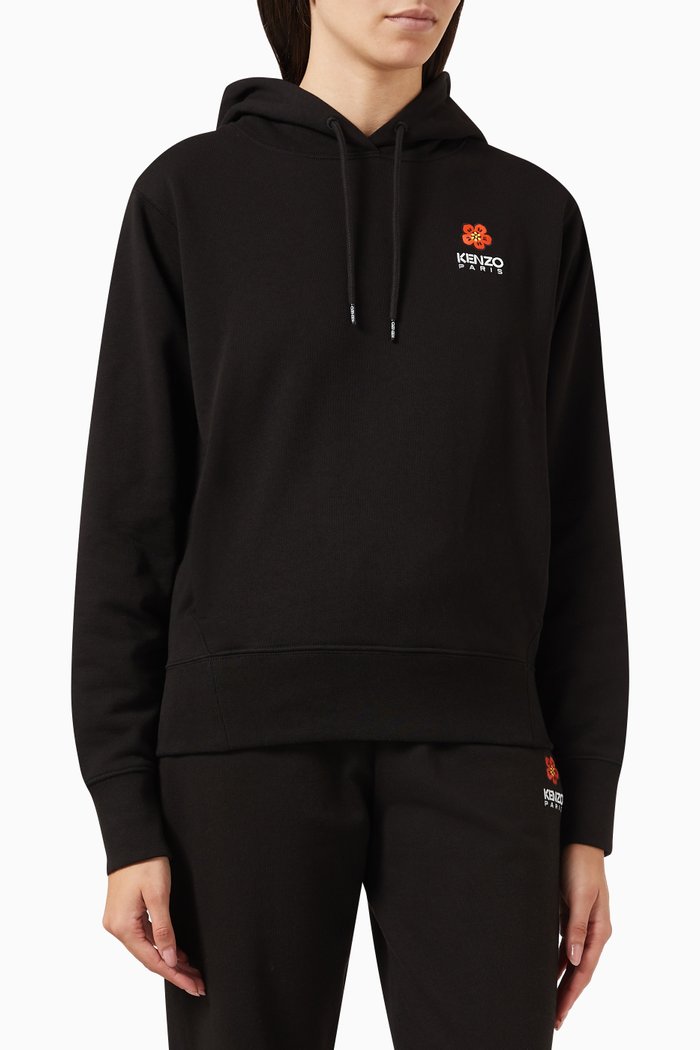 

Boke Flower Hoodie in Cotton, Black