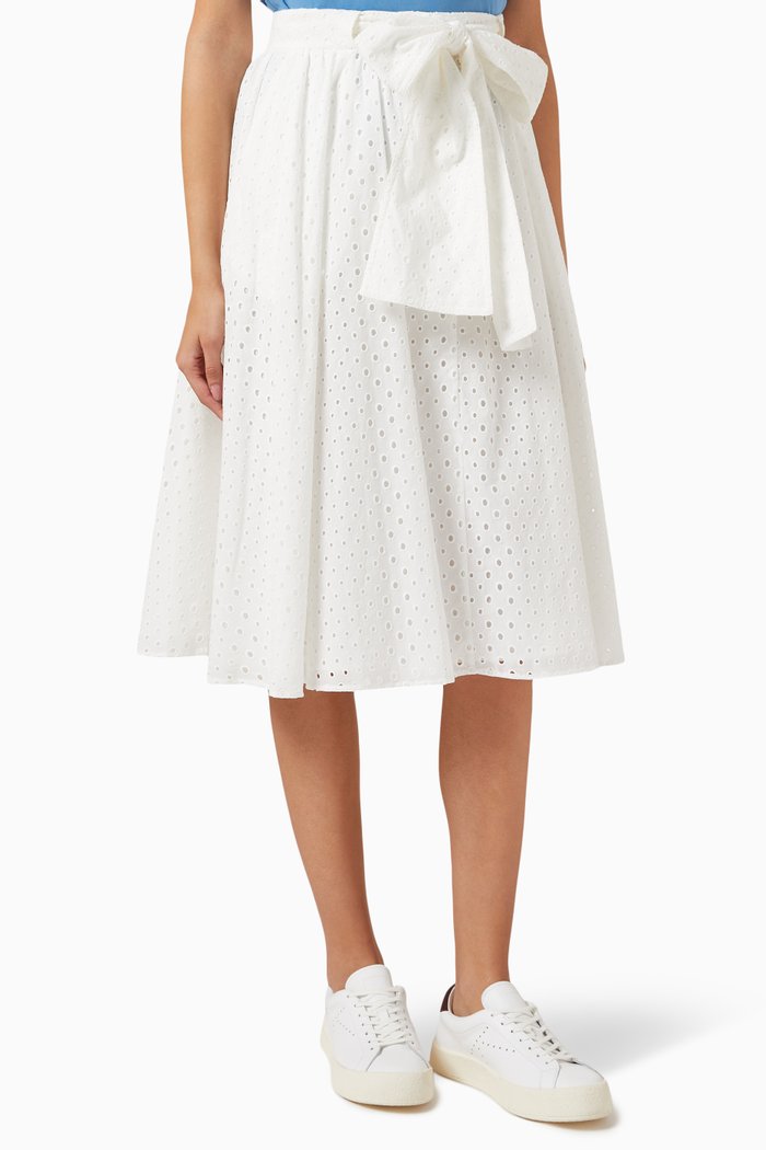

Bow Detail Skirt in Cotton, White