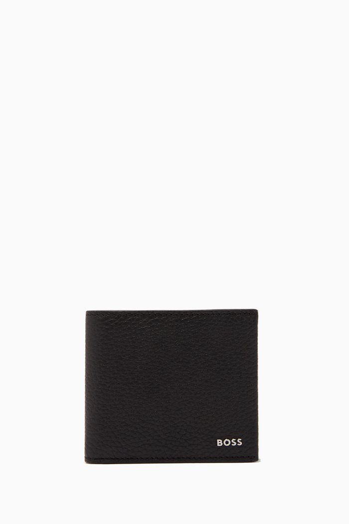 Crosstown 4 Logo Embellished Wallet in Leather, Black