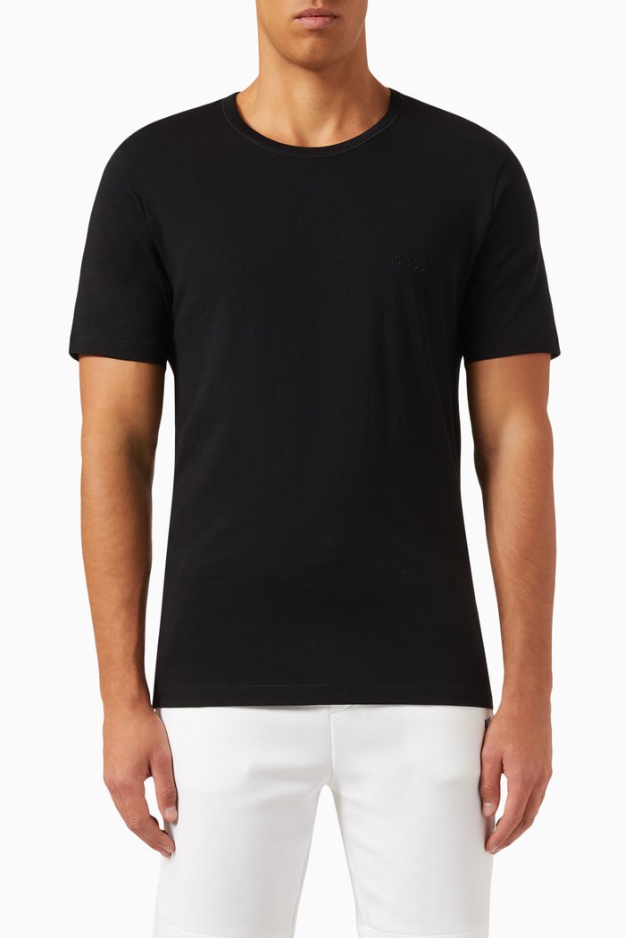 

Short Sleeved T-Shirt in Cotton, Set of 3, Black