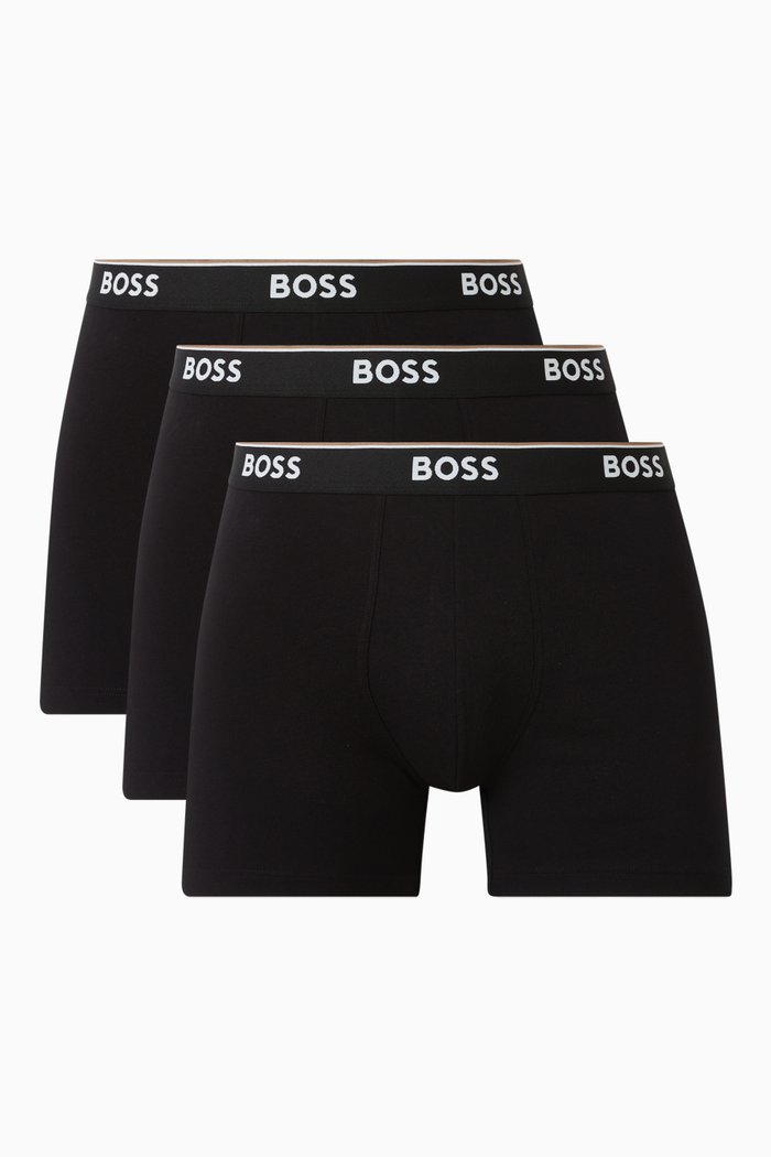 

Boxer Briefs in Cotton Stretch, Set of 3, Black