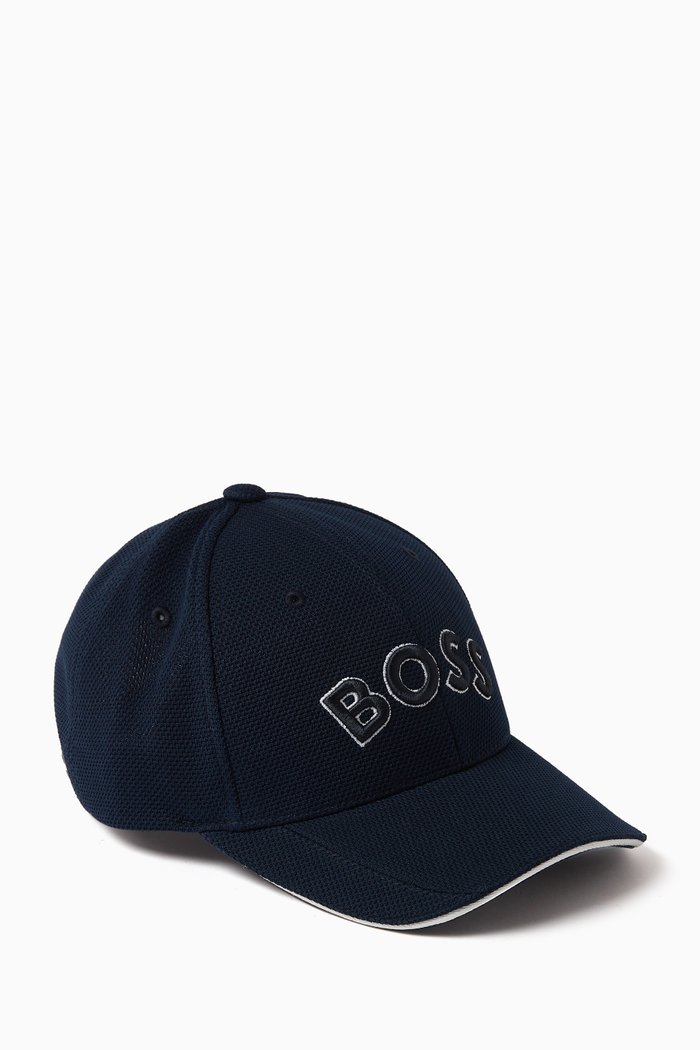 

Logo-embroidered Cap in Woven Piqué, Blue