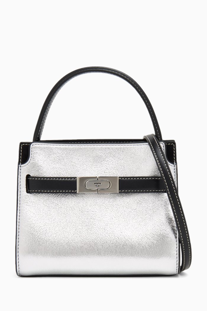 

Petite Lee Radziwill Bucket Bag in Metallic Leather, Silver