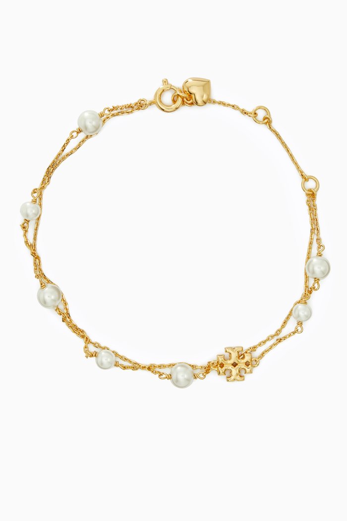 

Kira Pearl Double-strand Bracelet in Brass, Gold