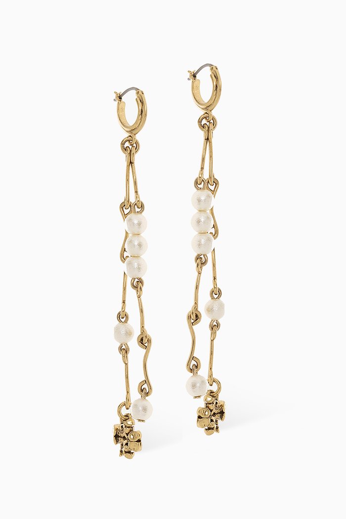Brutalist Linear Earrings in Brass, Multicolour
