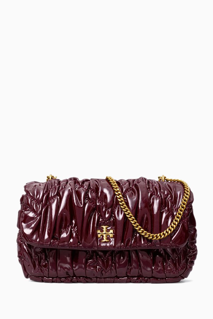 

Mini Kira Ruched Shoulder Bag in Patent Leather, Red