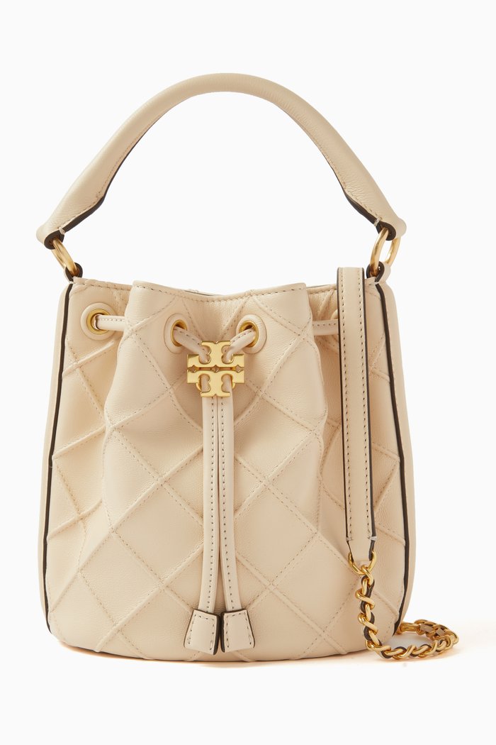 

Large Fleming Soft Bucket Bag in Leather, Neutral
