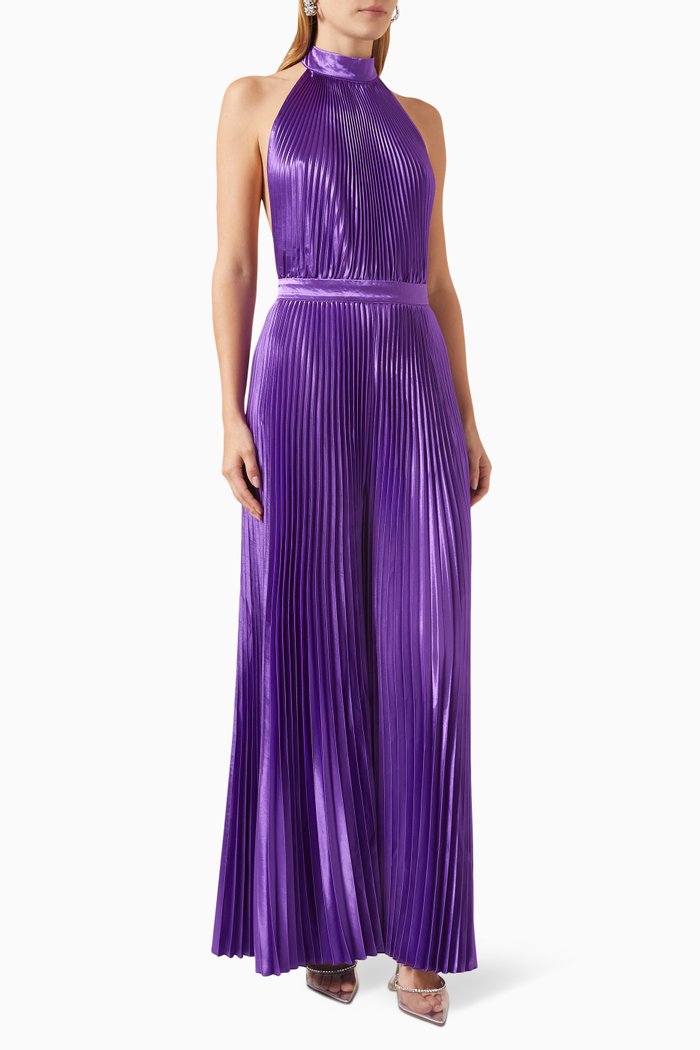 

Low-back Cinema Pleated Jumpsuit, Purple