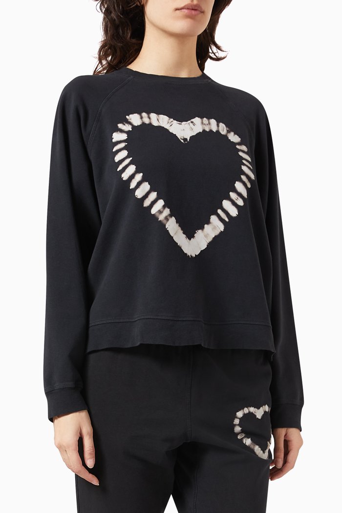 Ronan Heart Sweatshirt in Cotton-blend, Black