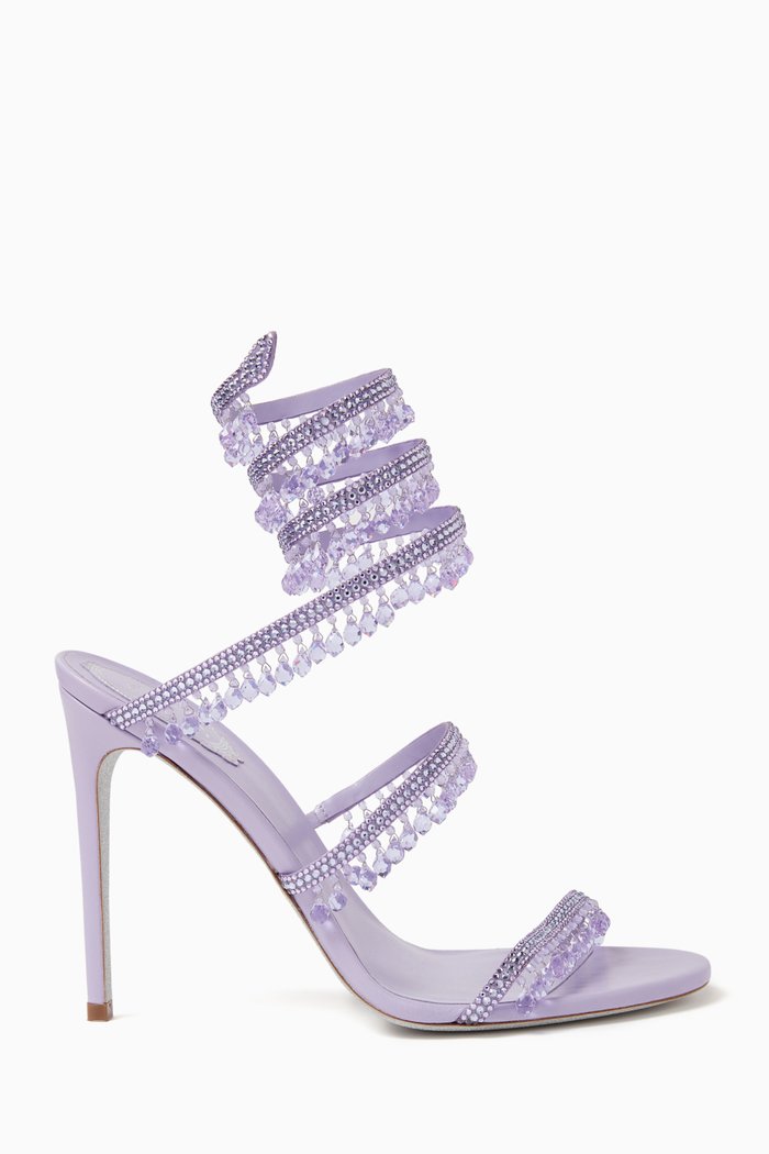 

Chandelier 104 Crystal-embellished Sandals in Satin & Leather, Purple