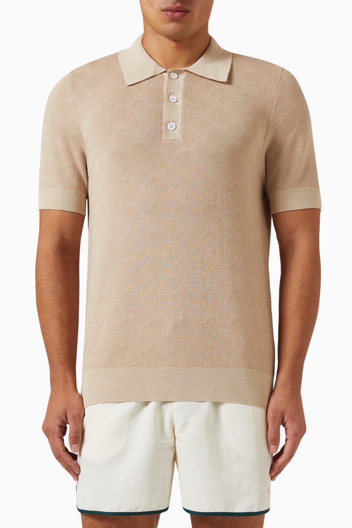 

Nella Geometric Polo Shirt in Cotton, Neutral