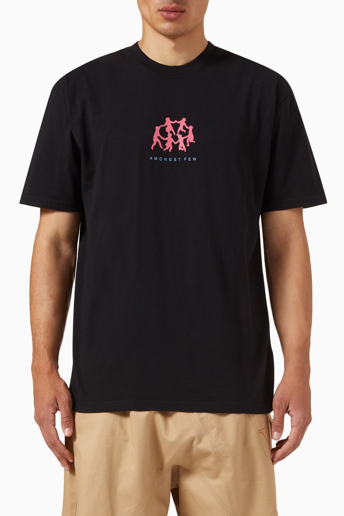 

Round & Round Logo Print T-Shirt in Cotton, Black