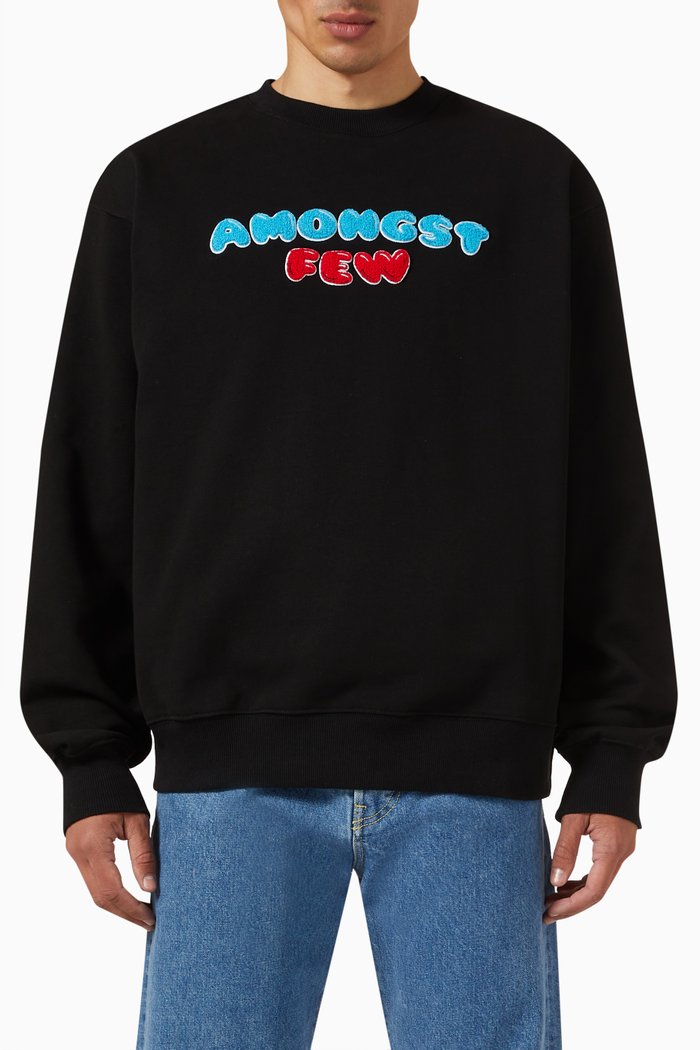 

Appliqué Graphic Logo Sweatshirt in Cotton, Black